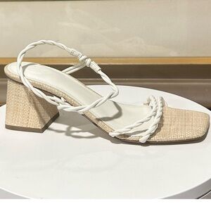 MARC FISHER  Block Heel Sandals Square Toe Braided Twisted Strap Size: 7.5